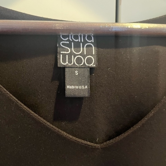 Clara Sun Woo Womens Size Small Black Stretch Tunic Shirt Arm Cutouts - Picture 4 of 7